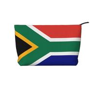 Neceser de pana con estampado de bandera de Sudáfrica - Neceser portátil con cremallera para mujer