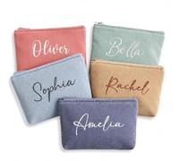 Neceser De Pana con Un Diseño Elegante Y Nombre Personalizado, Bolsa De Cosméticos Bordada A Medida para El Bolso, Organizador De Artículos De Aseo De Gran Capacidad para Viajes