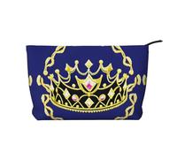 Neceser de pana de gran capacidad con diseño de tiara de fantasía, bolsa de almacenamiento impermeable de moda para artículos de tocador, Black, Talla única
