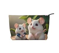 Neceser de pana de gran capacidad con patrón de ratas para madre e hijo, bolsa de almacenamiento impermeable de moda para artículos de tocador, Black, Talla única