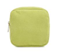 Neceser de pana de viaje de color sólido, monedero pequeño con bolsillo con cremallera, organizador de cosméticos para mujeres y niñas, bolso organizador pequeño de pana, Green, Mass Beauty
