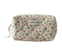 Neceser de pana suave con estampado floral de campo, espaciosa, organizador de artículos de tocador de viaje, para mujeres y niñas, bolsa de maquillaje vintage, Bolsa de anís estrellado, Mass Beauty
