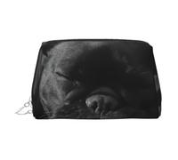 Neceser de piel con estampado de bulldog francés, bolsa de maquillaje de cuero para bolso con cierre de cremallera superior, elegante bolsa de aseo, Silver, Talla única