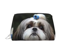 Neceser de Piel con Forma de Perro Shih Tzu, Impermeable, Organizador de cosméticos, pequeño Neceser con Cremallera, portátil, para Viajes, Ideal para Mujeres y niñas.