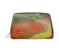 Neceser de Piel Impermeable Poppies Field Yellow Brick Road, Organizador de cosméticos pequeño con Cremallera, Neceser de Viaje portátil para Mujeres y niñas.