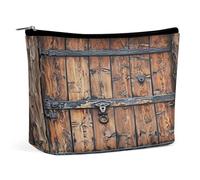 Neceser de Piel sintética con Puerta de Madera rústica para Mujer, Neceser de Viaje portátil con Cremallera, Bonito Neceser, Regalo Ideal para Chicas, Mujeres y mamás.