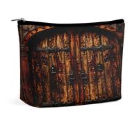 Neceser de Piel sintética con Puerta de Madera rústica para Mujer, Neceser de Viaje portátil con Cremallera, Bonito Neceser, Regalo Ideal para Chicas, Mujeres y mamás.