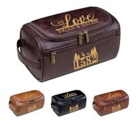 Neceser de piel sintética grabada para hombre, kit organizador de viaje personalizado con gancho para colgar, perfecto para papá, marido, novio