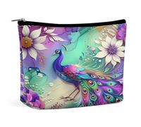 Neceser de Piel sintética Peacock Paradise para Mujer, portátil, de Viaje, con Cremallera, Bonito, Chicas, Mujeres y mamás.