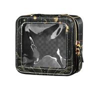 Neceser de piel transparente para maquillaje de tarot y astrología, color negro y dorado, Astrología del tarot negro y dorado, 1 size