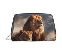 Neceser de Piel Two Lions, Impermeable, Organizador de cosméticos, pequeño Neceser con Cremallera, Bolsa de Aseo portátil para Viajes, para Mujeres y niñas.