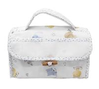 Neceser de punto de cruz para bebé con bordado de tela Aida, organizador para artículos de aseo de bebé, diseño de Happy Friends, patrón bordado a juego, 07 Azul Claro, Neceser para productos de bebé