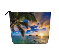 Neceser de una sola capa con estampado de flamenco rosa en la playa, ideal para almacenamiento diario, viajes y viajes de negocios., Estilo de boceto monocromático para juegos, Talla única