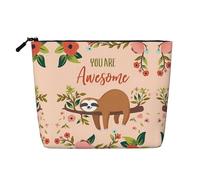 Neceser de una sola capa con estampado de huevos de Pascua, adecuado para almacenamiento diario, viajes y viajes de negocios., You Are Awesome Sloth, Talla única