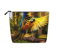 Neceser de una sola capa con estampado de huevos de Pascua, adecuado para almacenamiento diario, viajes y viajes de negocios., Yellow Wings Blue Parrot, Talla única