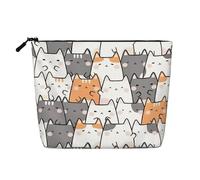 Neceser de una sola capa con estampado de piel de serpiente verde, adecuado para almacenamiento diario, viajes y viajes de negocios., Gatos naranjas (1), Talla única