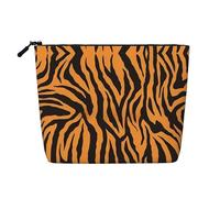 Neceser de una sola capa con estampado de piel de serpiente verde, adecuado para almacenamiento diario, viajes y viajes de negocios., Leopardo tigre naranja (1), Talla única