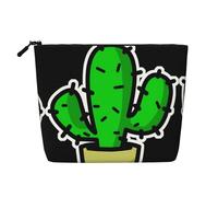 Neceser de una sola capa con estampado de tiburón azul, adecuado para almacenamiento diario, viajes y viajes de negocios., Cactus, Talla única