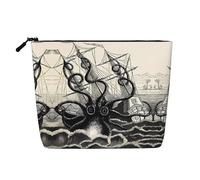 Neceser de una sola capa con estampado de vino tinto, ideal para almacenamiento diario, viajes y viajes de negocios., Pulpo pirata de vela, Talla única