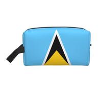 Neceser de viaje - Bolsa de almacenamiento con estampado de purpurina, organizador portátil de artículos de tocador y maquillaje para mujeres, hombres, uso diario, Bandera de Santa Lucía, Talla única