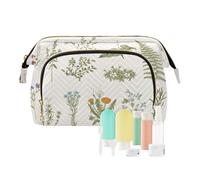 Neceser de viaje, bolsa de maquillaje para cosméticos, hierbas y flores silvestres para mujeres, hombres y niñas, flores vintage, impermeable, organizador de cosméticos para artículos esenciales de