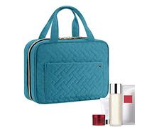 Neceser de viaje | Bolsa organizadora de maquillaje de gran capacidad y asa portátil para artículos de aseo de cuidado de la piel, champú, regalos de cumpleaños para mujeres Boiler, Mar azul., 1