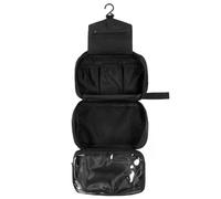 Neceser de viaje colgante, bolsa de viaje plegable con 4 compartimentos, bolsa de lavado impermeable para viajes de negocios, vacaciones y baño para bolsa de maquillaje y bolsa de ducha (negro), Black