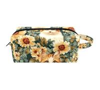 Neceser de viaje con asa, diseño de tortuga marina y flores, resistente al agua, organizador de accesorios para mujeres y niñas, Multicolor 10, 8.2x3.1x3.5 in/21x8x9 cm