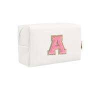 Neceser de Viaje con Asas y diseño de Letras, White A | PU impermeable, asas cómodas, almacenamiento de viaje para gimnasio, viajes nocturnos, gran capacidad, esencial