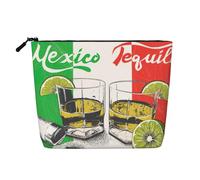 Neceser de viaje con bandera de México y tequila, cáñamo falso, gran capacidad, con cremallera, resistente al agua, organizador diario