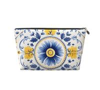Neceser de viaje con bandera del Día de la Independencia y girasol, bolsa de cosméticos de gran capacidad para mujeres, novias, accesorios de aseo, Estilo étnico, tribu azul, One Size