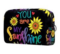 Neceser de viaje con cita «You are My Sunshine» para mujer, bolsa organizadora de maquillaje grande con cremallera, multicolor, 18.5x7.5x13cm/7.3x3x5.1in, Neceser