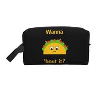 Neceser de viaje con comida de tacos tradicionales, bolsa de maquillaje de viaje personalizada con comida de tacos tradicionales, gran capacidad con cremallera, bolsa de aseo de viaje portátil de vari