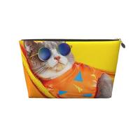Neceser de viaje con corazones rosas y flores de gran capacidad, para mujeres, novias, accesorios de aseo personal, Cool Cat Chilling in the Hammock, One Size
