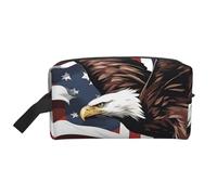 Neceser de viaje con diseño de águila con bandera de Estados Unidos, bolsa de maquillaje, bolsa de cosméticos, bolsa de almacenamiento colgante para mujeres y hombres, gimnasio diario