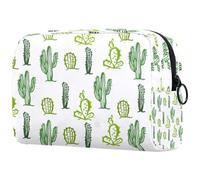 Neceser de viaje con diseño de cactus dibujado a mano para mujer, bolsa organizadora de maquillaje grande con cremallera, multicolor, 18.5x7.5x13cm/7.3x3x5.1in, Neceser