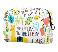 Neceser de viaje con diseño de cactus y llama con palabras para mujer, bolsa organizadora de maquillaje grande con cremallera, multicolor, 18.5x7.5x13cm/7.3x3x5.1in, Neceser