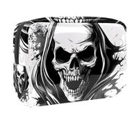 Neceser de viaje con diseño de calavera de zombi para mujer, bolsa organizadora de maquillaje de PVC con cremallera, multicolor, 18.5x7.5x13cm/7.3x3x5.1in, Neceser