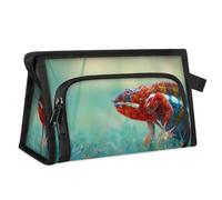 Neceser de viaje con diseño de camaleón de animales para mujeres, hombres, niñas, niños, bolsa de maquillaje multifuncional, bolsa de maquillaje, organizador de cosméticos, bolsa de ducha, color, M,
