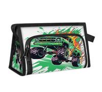 Neceser de viaje con diseño de camión monstruo de llamas para mujeres, hombres, niñas y niños, multifuncional, bolsa de maquillaje, organizador de cosméticos, bolsa de ducha, color, M, Organizador de