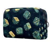 Neceser de viaje con diseño de dados azules y verdes para mujer, bolsa organizadora de maquillaje grande con cremallera, multicolor, 18.5x7.5x13cm/7.3x3x5.1in, Neceser