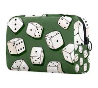 Neceser de viaje con diseño de dados de dibujos animados en color verde para mujer, bolsa organizadora de maquillaje con cremallera, multicolor, 18.5x7.5x13cm/7.3x3x5.1in, Neceser
