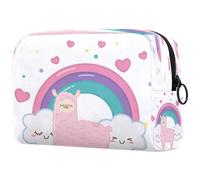 Neceser de viaje con diseño de dibujos animados de llama para mujer, bolsa organizadora de maquillaje grande con cremallera, multicolor, 18.5x7.5x13cm/7.3x3x5.1in, Neceser