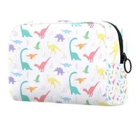 Neceser de viaje con diseño de dinosaurios y murciélagos voladores para mujer, bolsa organizadora de maquillaje grande con cremallera, multicolor, 18.5x7.5x13cm/7.3x3x5.1in, Neceser