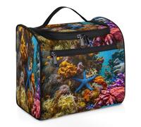 Neceser de viaje con diseño de estrella de mar y coral para mujeres, hombres, niños y niñas, 11.2 L, bolsa de maquillaje grande para colgar, organizador de artículos de tocador, bolsa de ducha, color,