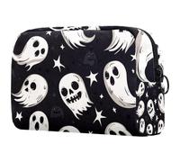 Neceser de viaje con diseño de fantasmas de Halloween para mujer, bolsa organizadora de maquillaje grande con cremallera, multicolor, 18.5x7.5x13cm/7.3x3x5.1in, Neceser
