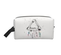 Neceser de viaje con diseño de flechas y plumas étnicas, bolsa de maquillaje de viaje personalizada con flechas y plumas étnicas, gran capacidad con cremallera, bolsa de aseo de viaje portátil de vari