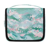 Neceser de viaje con diseño de flores japonesas para mujeres, hombres, niñas, niños, maquillaje, cosméticos, bolsa de aseo colgante, organizador de artículos de tocador, color, 4.5 L, Organizador de