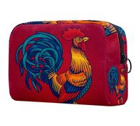 Neceser de viaje con diseño de gallina para mujer, bolsa organizadora de maquillaje con cremallera, multicolor, 18.5x7.5x13cm/7.3x3x5.1in, Neceser