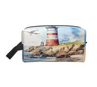 Neceser de viaje con diseño de gaviota, bolsa de maquillaje de gran capacidad, organizador portátil, tela Oxford, bolsa de almacenamiento impermeable para mujeres y hombres, viajes, gimnasio